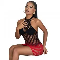 Subblime - 952242 bodystocking de rejilla elstico degradado rojo y negro talla única Subblime - 952242 bodystocking de rejilla elstico degradado rojo y negro talla única