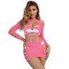 Subblime - 952273 bodystocking de rejilla elstico manga larga rosa talla única - 6