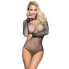 Subblime - 952297 bodystocking de rejilla brillante con hombros descubiertos manga larga negro talla única - 1