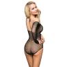 Subblime - 952297 bodystocking de rejilla brillante con hombros descubiertos manga larga negro talla única - 2