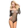 Subblime - 952297 bodystocking de rejilla brillante con hombros descubiertos manga larga negro talla única - 3