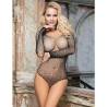 Subblime - 952297 bodystocking de rejilla brillante con hombros descubiertos manga larga negro talla única - 5
