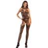 Bodystocking Halter Floral Negro Abierto Subblime, de frente