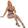Subblime - 952358 bodystocking de rejilla cuello halter arcoiris talla única - 5