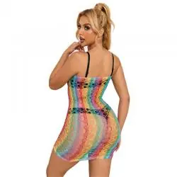 Subblime - 952365 bodystocking de rejilla hombros descubiertos arcoiris talla única Subblime - 952365 bodystocking de rejilla hombros descubiertos arcoiris talla única