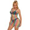 Subblime - 952365 bodystocking de rejilla hombros descubiertos arcoiris talla única - 5