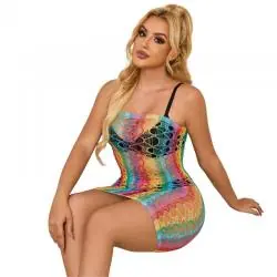Subblime - 952365 bodystocking de rejilla hombros descubiertos arcoiris talla única Subblime - 952365 bodystocking de rejilla hombros descubiertos arcoiris talla única