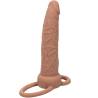 Performance Maxx Rechargeable Dual Penetrator moreno con sus dos anillas