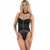 Body con gargantilla Livco Corsetti Rubika en negro, plano medio de frente
