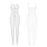 Bodystocking Blanco con Lazos Abierto Subblime, en blanco, la prenda sola, de frente y de espaldas