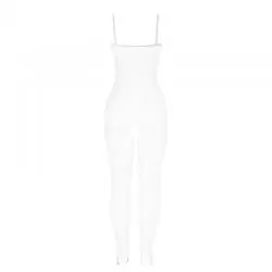 Subblime - 951740 bodystocking crotchless de rejilla con lazos blanco talla única