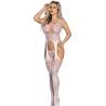 Bodystocking blanco con tirantes y medias Subblime, de frente