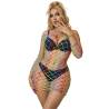 Subblime - 952426 bodystocking de rejilla manga larga arcoiris talla única - 6