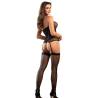Subblime - 952099 bodystocking de rejilla con ligueros y detalles florales negro talla única - 2