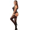 Subblime - 952099 bodystocking de rejilla con ligueros y detalles florales negro talla única - 4