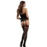 Subblime - 952099 bodystocking de rejilla con ligueros y detalles florales negro talla única - 5
