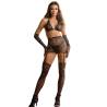 Subblime - 952174 bodystocking de rejilla con guantes y diamantes negro talla única - 3