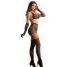 Subblime - 952174 bodystocking de rejilla con guantes y diamantes negro talla única - 4