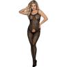 Bodystocking Negro Elástico Abierto Subblime, de frente con la mano en la cadera