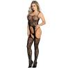 Bodystocking negro con tirantes y medias Subblime, de frente