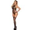 Subblime - 951986 bodystocking crotchless de rejilla con estampados en el cuello negro talla única - 1