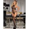 Subblime - 951986 bodystocking crotchless de rejilla con estampados en el cuello negro talla única - 5