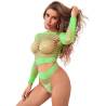 Subblime - 952211 bodystocking de rejilla 2 piezas de manga larga verde talla única - 3