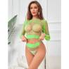 Subblime - 952211 bodystocking de rejilla 2 piezas de manga larga verde talla única - 4