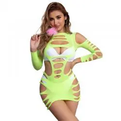 Subblime - 952280 bodystocking de rejilla elstico manga larga verde talla única Subblime - 952280 bodystocking de rejilla elstico manga larga verde talla única