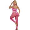 Subblime - 952389 bodystocking crotchless de rejilla y encaje con cuello alto rosa talla única - 2