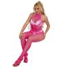 Subblime - 952389 bodystocking crotchless de rejilla y encaje con cuello alto rosa talla única - 3