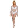 Subblime - 952396 bodystocking de rejilla con diamantes manga larga blanco talla única - 1