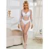 Subblime - 952396 bodystocking de rejilla con diamantes manga larga blanco talla única - 4