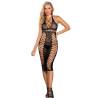 Vestido Largo de Rejilla Negro Subblime Talla Única, de frente con las manos en la cintura