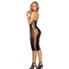 Vestido Largo de Rejilla Negro Subblime Talla Única, de espaldas con la abertura lateral