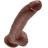 King Cock 9 pulgadas con testículos marrón en diagonal