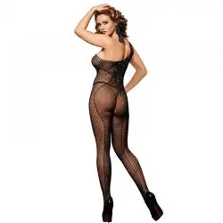 Subblime - 952037 bodystocking de rejilla de un hombro con diamantes negro talla única Subblime - 952037 bodystocking de rejilla de un hombro con diamantes negro talla única