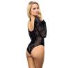 Subblime - 952051 bodystocking de rejilla con manga larga y hombros descubiertos negro talla única - 2