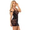 Minivestido Negro Calado con Brillantes Subblime, de lado, plano medio