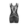 Minivestido Negro Calado con Brillantes Subblime, la prenda sola con aberturas redondas en el pecho