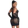 Subblime - 952235 bodystocking de rejilla con brillantes y guantes negro talla única - 2