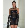 Subblime - 952235 bodystocking de rejilla con brillantes y guantes negro talla única - 6