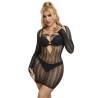 Vestido corto de rejilla negro Subblime con manga larga, vista frontal