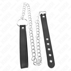 Kink - anillo pene cuero 21.5 x 2 cm con cadena metal 60 cm y correa de cuero