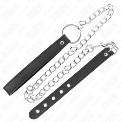 Kink - anillo pene cuero 21.5 x 2 cm con cadena metal 60 cm y correa de cuero