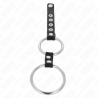 Kink - anillo pene metal doble 3.8 cm a 5 cm conectados con cuero - 3