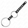 Kink - anillo pene metal doble 3.8 cm a 5 cm conectados con cuero - 4