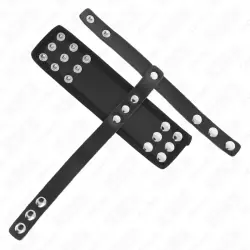 Kink - anillo jaula pene cuero con correa divisoria de bolas recubierto ajustable