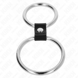 Kink - anillo pene doble metal 3.7 cm a 5 cm conectados por correa polipiel modelo 1