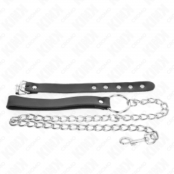 Kink - anillo pene cuero con correa 21.5 x 2 cm y cadena metal 60 cm